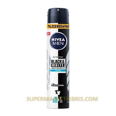 NİVEA DEODORANT ERKEK BLACK WHİTE FRESH 200ML SABUN HEDİYELİ