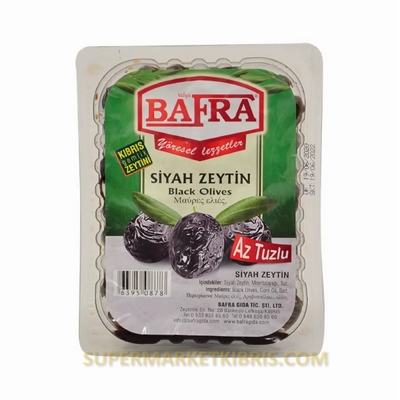 BAFRA AZ TUZLU SIYAH ZEYTIN 500GR