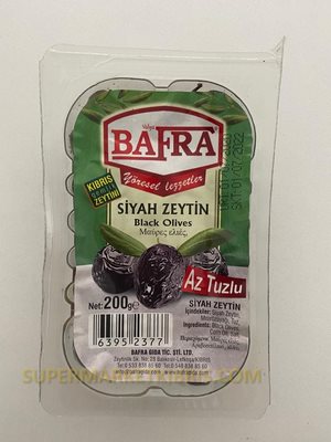 BAFRA AZ TUZLU SİYAH ZEYTİN 200GR