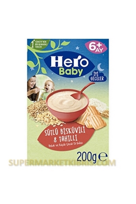 HERO BABY SÜTLÜ BİSKÜVİLİ 8 TAHILLI KAŞIK MAMASI 200GR