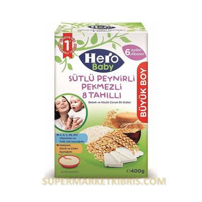 HERO BABY SUTLU 8 TAHILLI PEYNIRLI PEKMEZLI 400GR