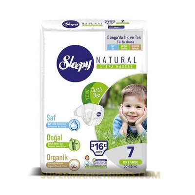 SLEEPY BEBEK BEZİ NATURAL 7 XXLARGE JUMBO 16 ADET