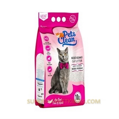 PETS CLEAN CAT LITTER BABY POWDER 10LT