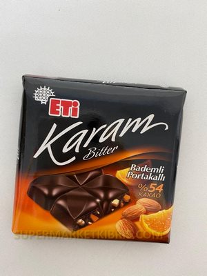 ETİ ÇİKOLATA KARE KARAM BİTTER PORTAKAL BADEM 60GR