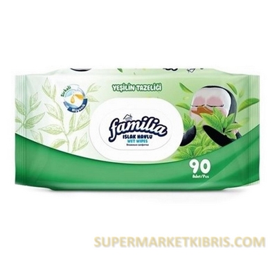 FAMILIA ISLAK HAVLU YESIL 90LI