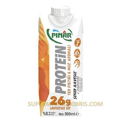PINARA PROTEİN SÜTÜ MUZ&YER FISTIK 500ML