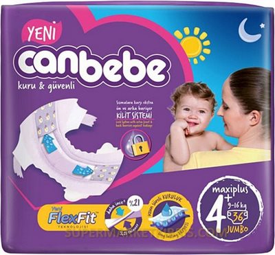 CANBEBE DEV EKO PAKET  BEBEK BEZİ MAXİ PLUS 9 -16 KG NO:4+ 36 ADET