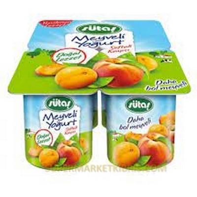 SÜTAŞ ŞEFTALİ VE KAYISILI MEYVELİ YOĞURT 4 X 115 GR