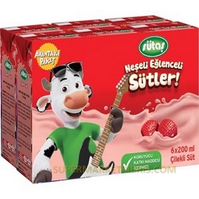 SÜTAŞ SÜT ÇİLEKLİ 6X180ML