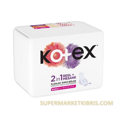 KOTEX 2 İN 1 REGL + ULTRA UZUN MESANE PEDİ 12Lİ