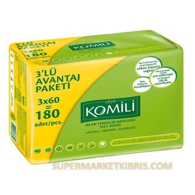 KOMİLİ ISLAK MENDİL 3LÜ AVANTAJ PAKETİ 3 X 60 ADET