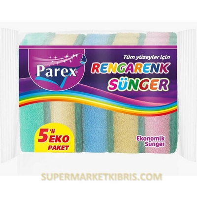 PAREX TREND BULAŞIK SÜNGERİ RENGARENK 5 ADET